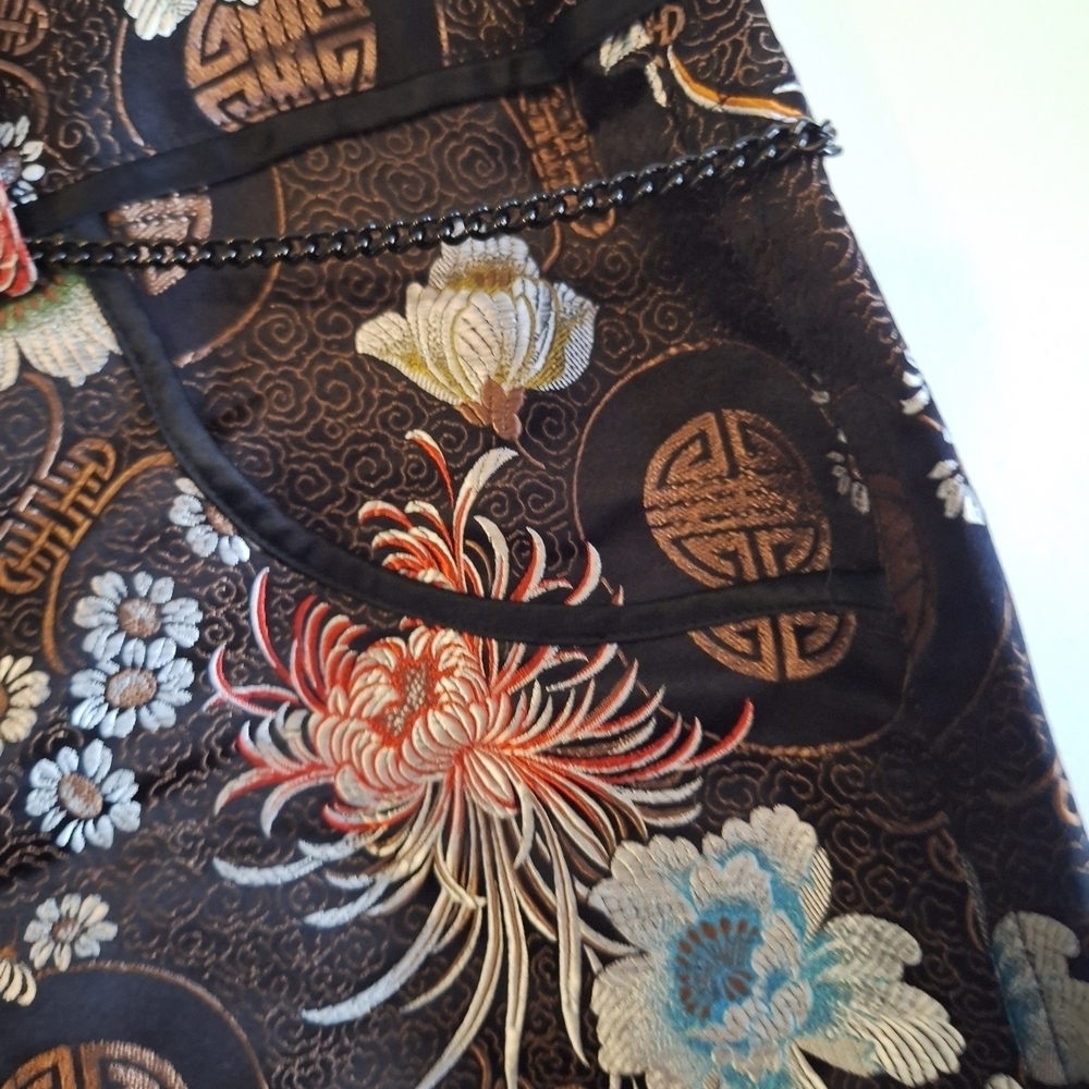 NWOT Mary Lucille Elegant Vintage Embroided Silk Rayon Black Pencil Skirt - Picture 3 of 8